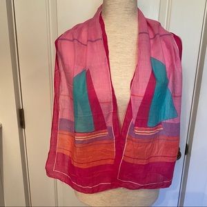 HERMAN PECKER SCARF SAILBOAT PINK WHITE COTTON ITALY ACCESSORY